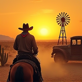 Un cowboy solitaire dans le désert du Texas