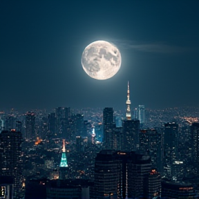 Full moon in the nights of Tokyo