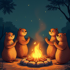 Happy Marmots Beneath the Stars