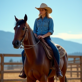 Cowgirl und Pferd