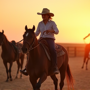 Der Spaß den ein Cowgirl und Pferd zusammen haben können