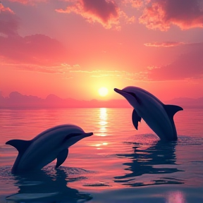 Rose dolphin sunset