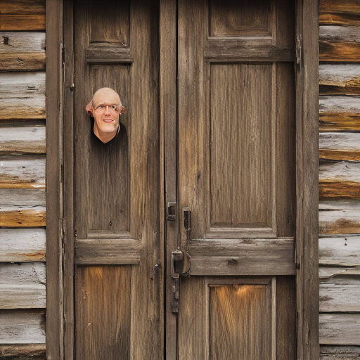 un vieux devant la porte