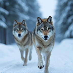 Lobos en la Nieve