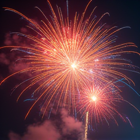 Fireworks in the rain