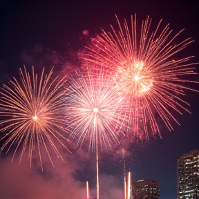 Fireworks in the rain