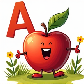 A is for apple in English 