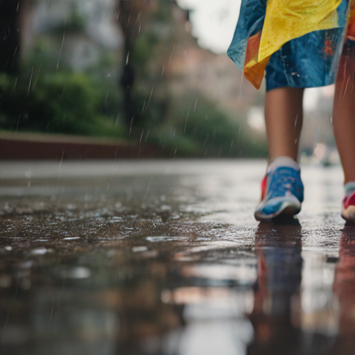 Running through the rain drops 