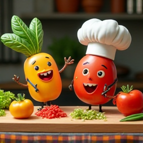 **"Tomato & Potato: The Tasty Duo!"** 🍅🥔😊