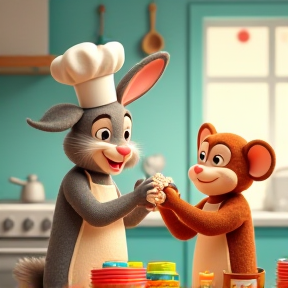 Bunny Cooks, Monkey Helps! 