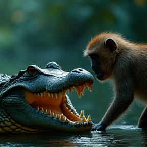 monkey and crocodile