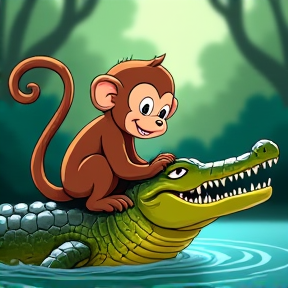 monkey and crocodile