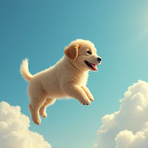 "Puppy Dreams on Pastel Clouds" 