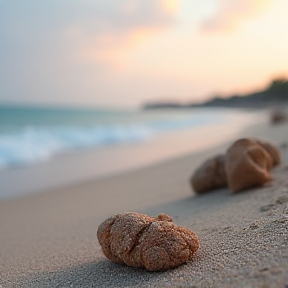 Sitting on a sandy shore