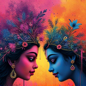 Radha ke Sang Holi khelte hue Krishna