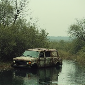 flooded van