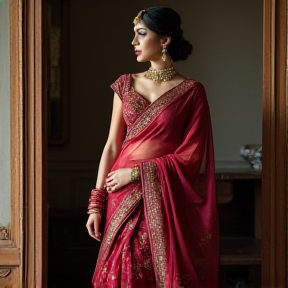 Maroon saree