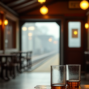 Audrey et moi au café de la gare