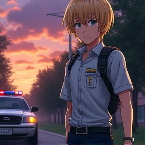 blonde anime police teen