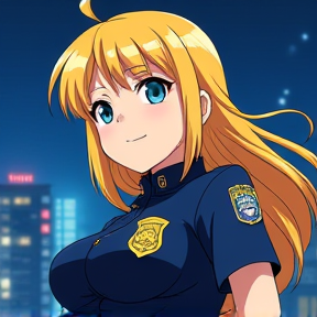 blonde anime police girl