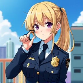 Female Blonde Anime Police Girl Twintail hair