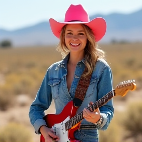 Pretty lady in a pink cowboy hat 