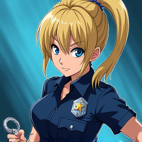 Blonde Anime Police Girl ponytail