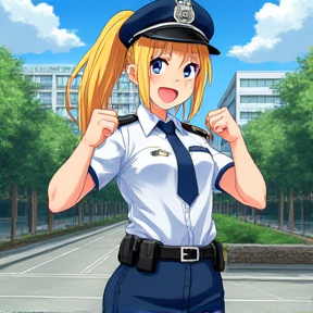 Police Blonde Anime Girl ponytail