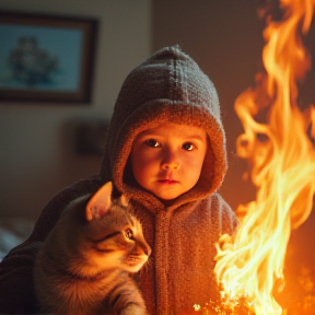 Lola petite fille éteint le feu