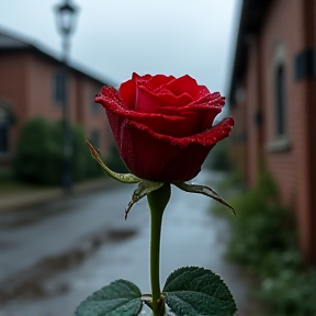 Rose in the rain