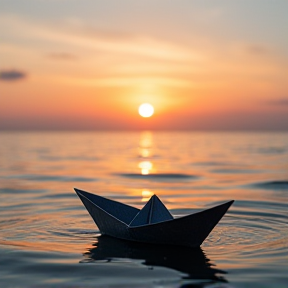 Paper boat on the endless sea 