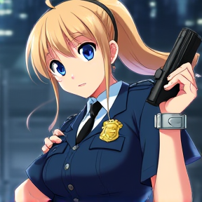 anime police girl blonde ponytail