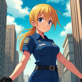 Anime Blonde Police Girl with ponytail