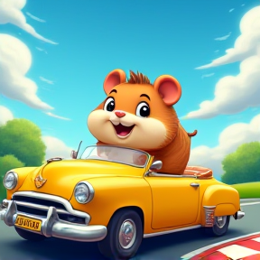 13 hamsters and yellow cars