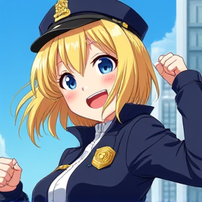 blonde police anime girl