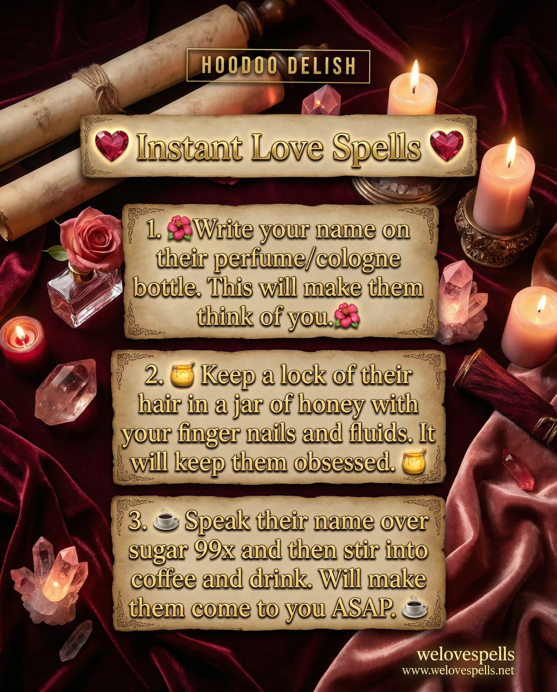 Instant Love Spell Ritual Setup – Candles, herbs, and rose petals for easy love spell manifestation