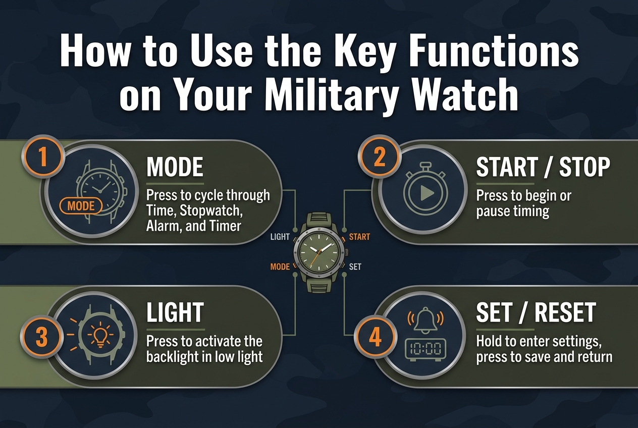 How to Use the Key Functions on Your Military Watch