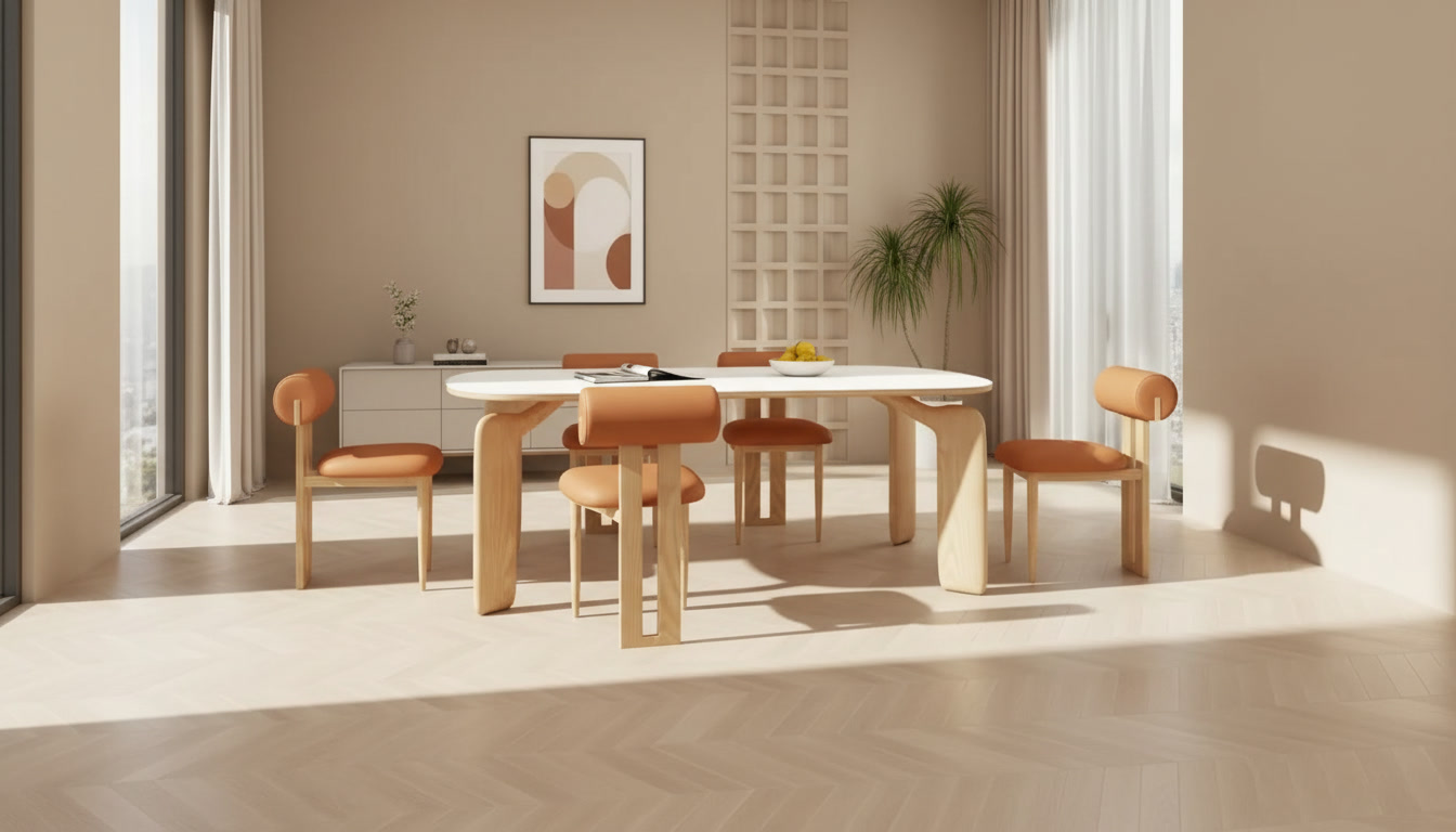 Luxurious Modern Oval Wood Dining Table for Elegant Spaces in an appropriate real-world setting