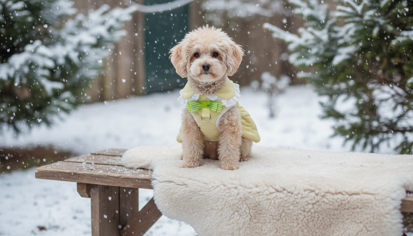 Cozy Winter Cotton Dog Dress – Thick Warm Down Jacket for Small Dogs in an appropriate real-world setting