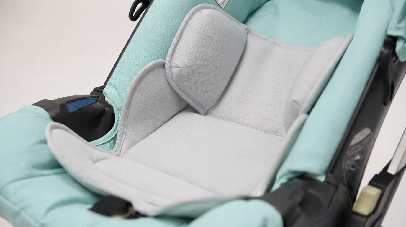 Baby Stroller & Car Seat Cushion with Head Protection for Newborns setup detail