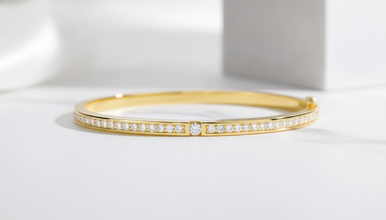 3mm Moissanite Tennis Bracelet for Women in 925 Sterling Silver with Gold Finish setup detail