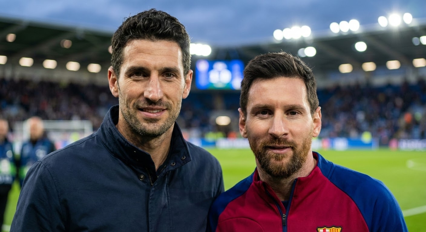 Hyper-realistic photo of TWO DIFFERENT PEOPLE standing side by side.
Person 1 (ME):
Use my uploaded reference photos ONLY for Person 1. Person 1 must NOT resemble Lionel Messi in any way. Preserve 100% of my unique facial identity, bone structure, nose, eyes, jawline, beard (if present), skin tone, and personal traits exactly as shown in my reference photos.
Person 2 (Lionel Messi):
Lionel Messi must appear as a distinct, separate individual, positioned next to Person 1. He must have his real, authentic facial features, correct proportions, short beard, natural hairstyle, and unmistakable Messi likeness.
Important identity separation:
Person 1 must look like me only.
Person 2 must look like Lionel Messi only.
Do NOT blend, swap, or merge identities. Do NOT copy Messi’s face onto Person 1.
Both subjects should be naturally integrated into the same scene, with correct scale, consistent lighting, realistic perspective, and natural interaction.
Cinematic soft lighting, professional DSLR photography, 50mm lens, shallow depth of field, realistic bokeh background.
Environment: [choose one: modern football stadium / elegant urban setting / sports event atmosphere]
Ultra-high realism, natural skin texture, no stylization, no exaggeration.

Negative Prompt:
duplicate Messi, two Messis, Messi clone, identity confusion, face swap, identity merge, blended faces, mixed identity, Messi facial features on both people, Messi look-alike, inaccurate Messi, wrong face mapping, duplicated face, same face twice, mirrored face, twin faces, deformed anatomy, extra limbs, extra fingers, missing fingers, cartoon, CGI, illustration, anime, beauty filter, plastic skin, over-smoothing, blur, low resolution, watermark, logo, text