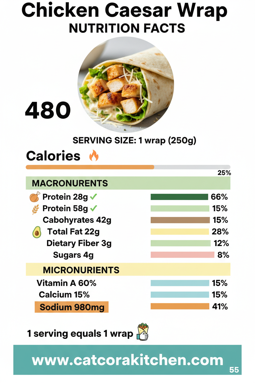 Chicken caesar wrap nutritional information