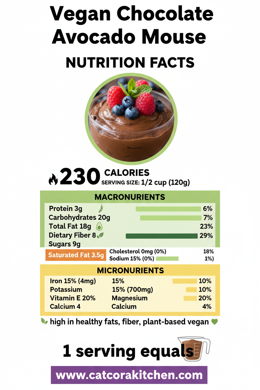 Vegan chocolate avocado mousse nutritional information
