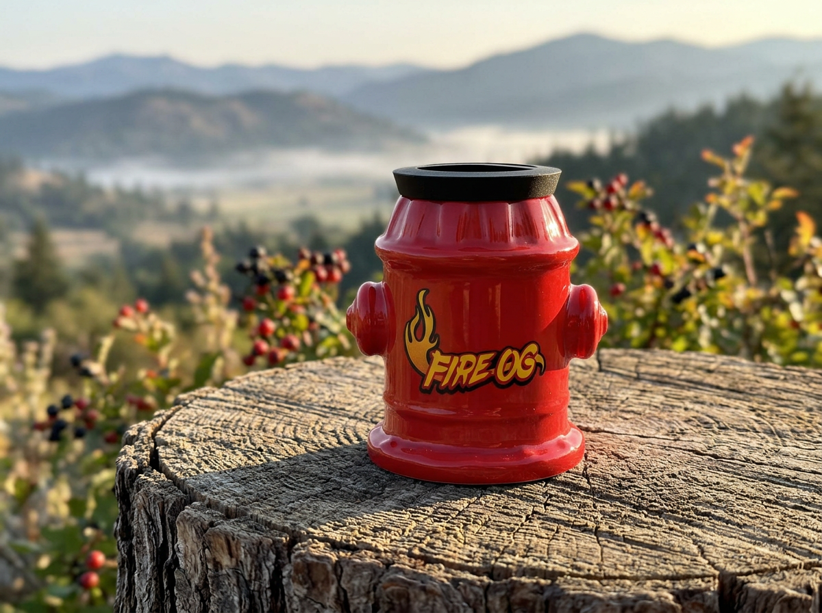 Large fire hydrant ceramic stash jar with airtight lid for weed storage