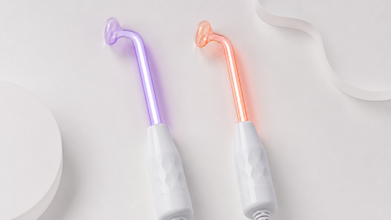 Comparison of violet and orange high-frequency electrodes side by side