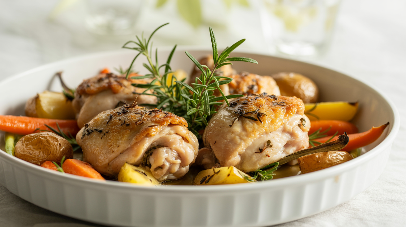 One Pan Lemon Herb Chicken Thighs - Easy 30-Minute Recipe plated