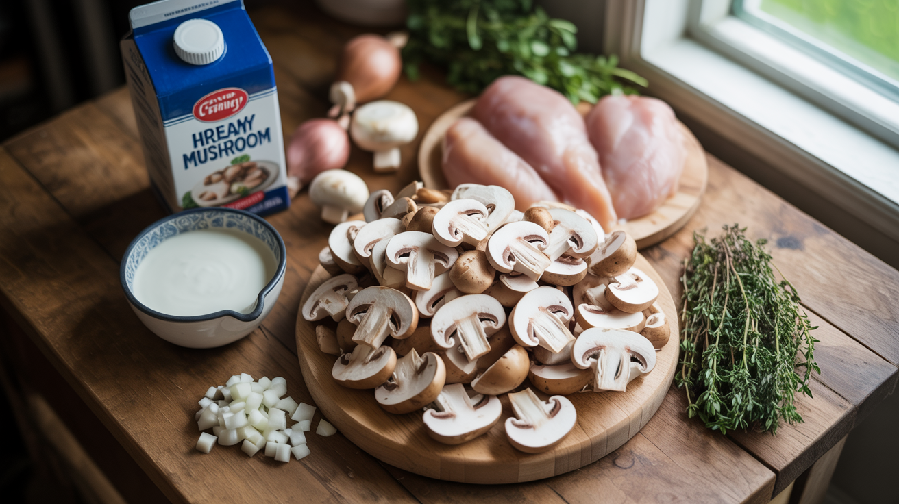Easy Creamy Mushroom Chicken Recipe | 30-Minute Dinner ingredients