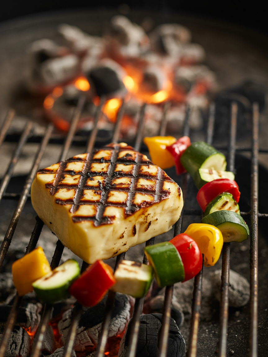 Grilled Halloumi Recipe with Vegetables - BBQ Perfection closeup detail