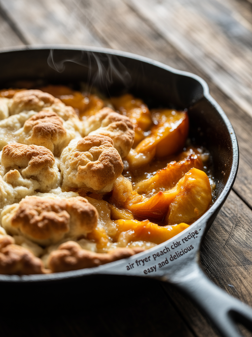 Air Fryer Peach Cobbler Recipe - Easy and Delicious closeup detail
